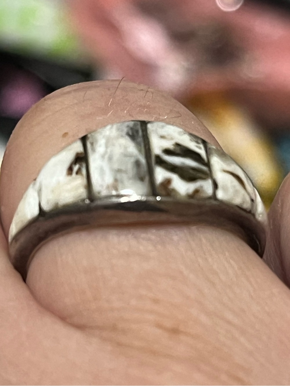 Sterling Native American Buffalo Stone Ring - Picture 7 of 12